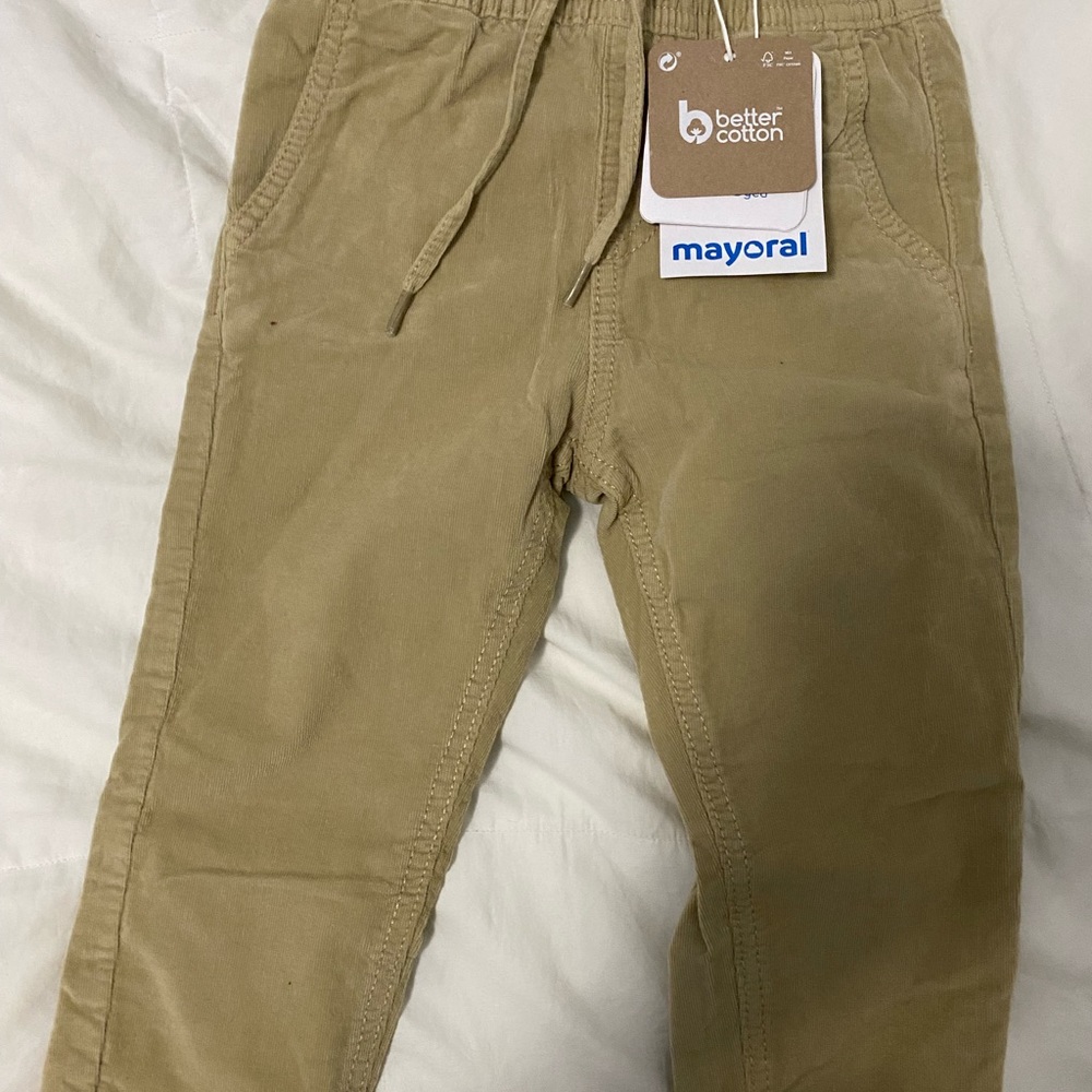 Mayoral Kids Casual Beige Tan Corduroy Trousers